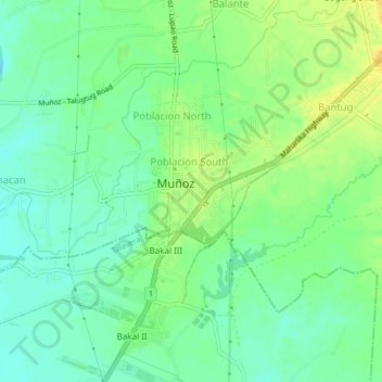 Carte topographique Poblacion East, altitude, relief