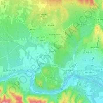 Carte topographique la Lône, altitude, relief