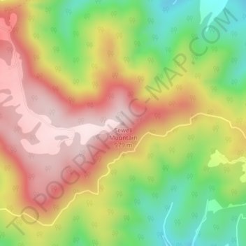 Carte topographique Sewell Mountain, altitude, relief