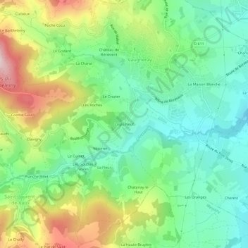 Carte topographique Logis-Neuf, altitude, relief