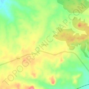 Carte topographique Pasan, altitude, relief