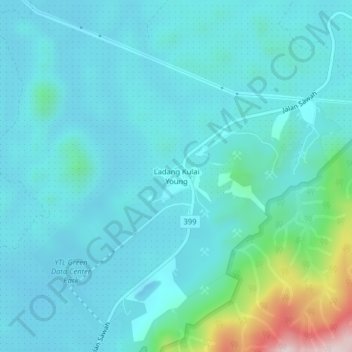 Carte topographique Ladang Kulai Young, altitude, relief
