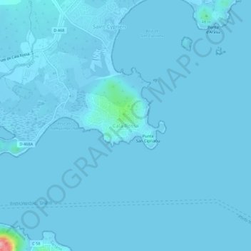 Carte topographique Cala Rossa, altitude, relief