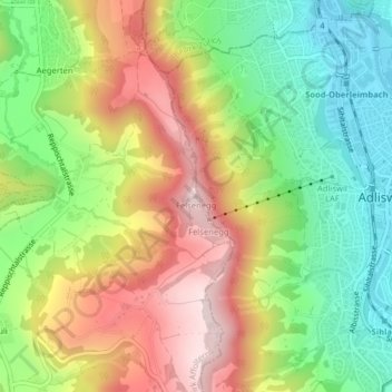 Carte topographique Felsenegg, altitude, relief