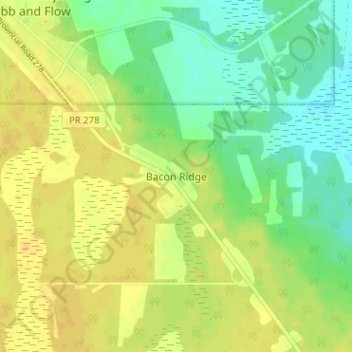 Carte topographique Bacon Ridge, altitude, relief
