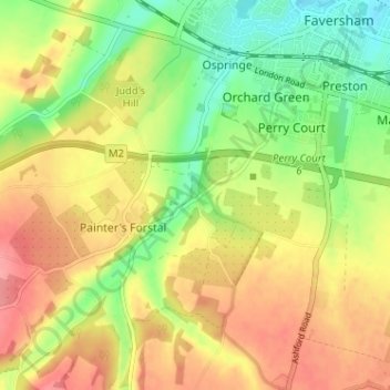 Carte topographique Whitehill, altitude, relief