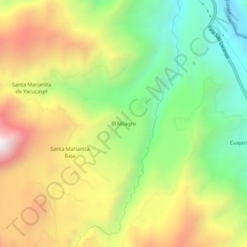 Carte topographique El Milagro, altitude, relief