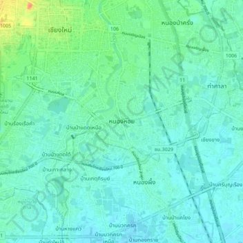 Carte topographique Nong Hoi, altitude, relief