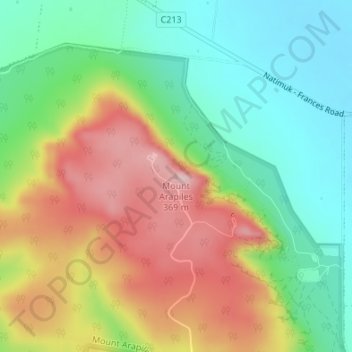 Carte topographique Mount Arapiles, altitude, relief