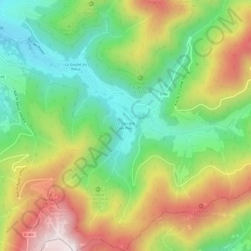 Carte topographique Le Derrière des Pres, altitude, relief