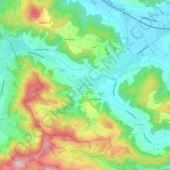 Carte topographique Bichelsee, altitude, relief