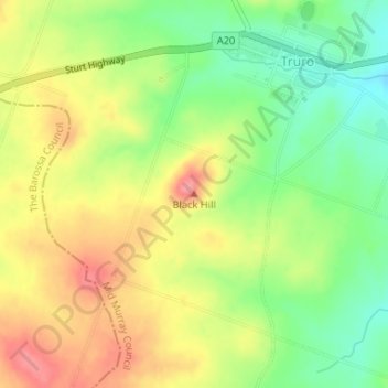 Carte topographique Black Hill, altitude, relief