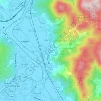 Carte topographique Molina di Quosa, altitude, relief
