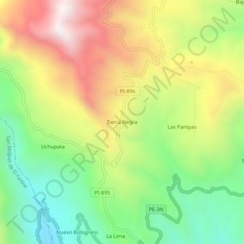 Carte topographique Tierra Negra, altitude, relief