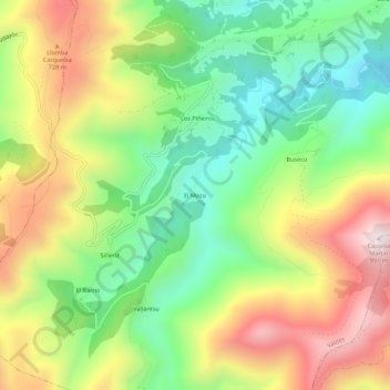 Carte topographique El Mazo, altitude, relief