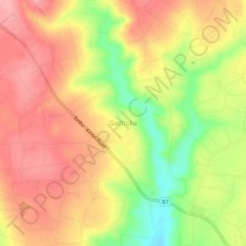 Carte topographique Gachoka, altitude, relief