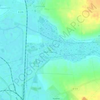 Carte topographique Mont Thomas, altitude, relief
