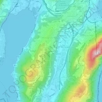 Carte topographique Al Guasto, altitude, relief