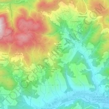 Carte topographique Bozzano, altitude, relief