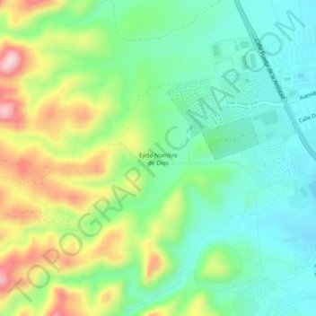 Carte topographique Ejido Nombre de Dios, altitude, relief