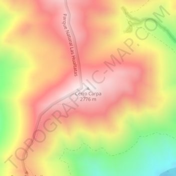 Carte topographique Cerro Carpa, altitude, relief