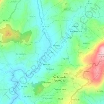 Carte topographique Rio, altitude, relief