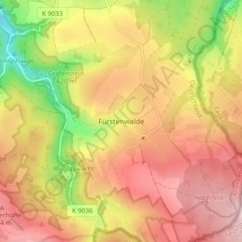 Carte topographique Fürstenwalde, altitude, relief