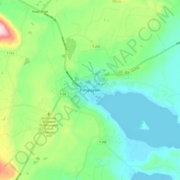 Carte topographique Panguipulli, altitude, relief