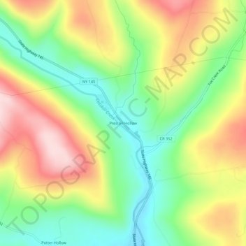 Carte topographique Preston Hollow, altitude, relief