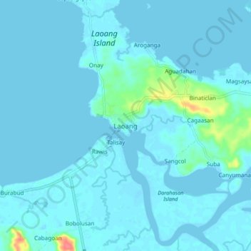 Carte topographique Laoang, altitude, relief