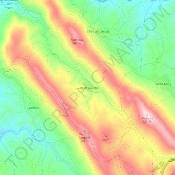 Carte topographique Vale do Cobrão, altitude, relief