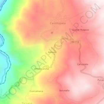 Carte topographique Ambato, altitude, relief