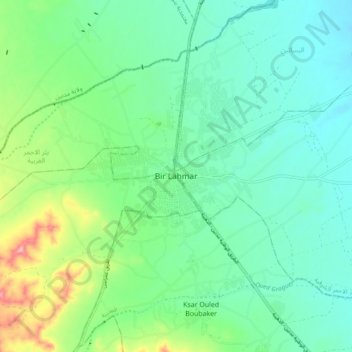 Carte topographique Bir Lahmar, altitude, relief