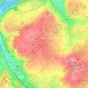 Carte topographique Degerschlacht, altitude, relief