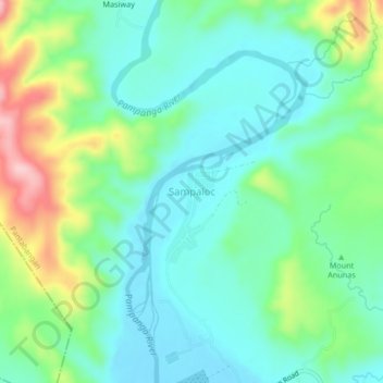 Carte topographique Sampaloc, altitude, relief