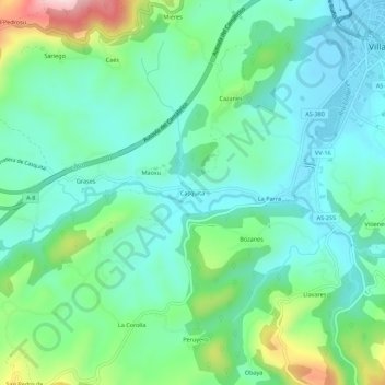 Carte topographique Casquita, altitude, relief