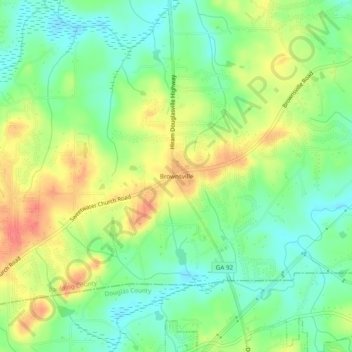 Carte topographique Brownsville, altitude, relief