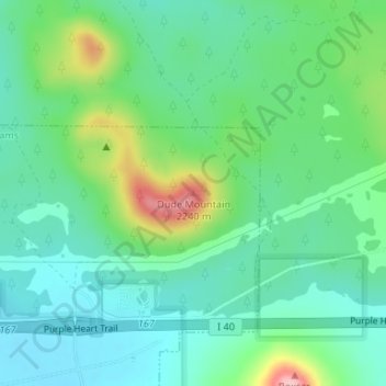 Carte topographique Dude Mountain, altitude, relief