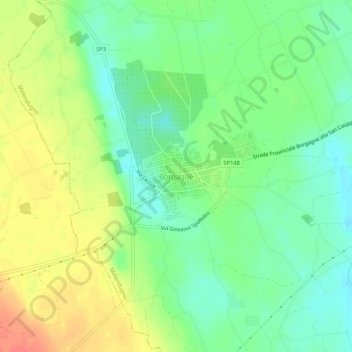 Carte topographique Borgagne, altitude, relief