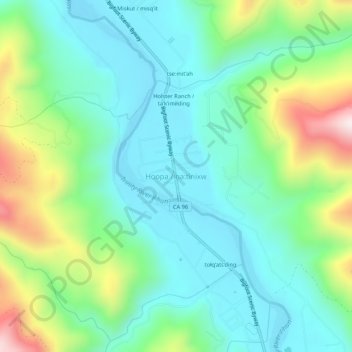 Carte topographique Hoopa, altitude, relief