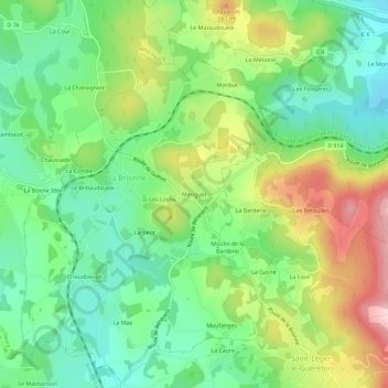 Carte topographique Mériguet, altitude, relief