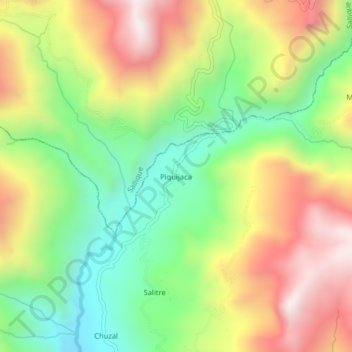 Carte topographique Piquijaca, altitude, relief