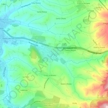Carte topographique Antella, altitude, relief