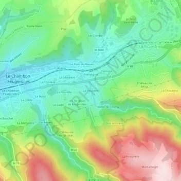 Carte topographique La Pauzière, altitude, relief