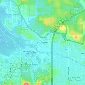 Carte topographique Desa Impian, altitude, relief