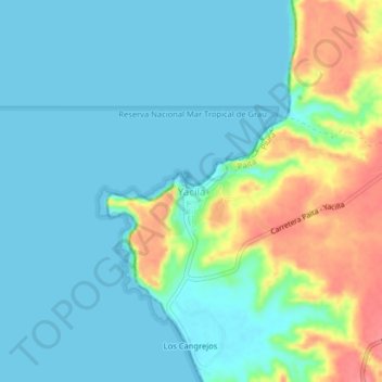 Carte topographique Yacila, altitude, relief