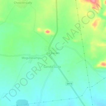 Carte topographique Yacharam, altitude, relief