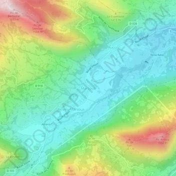 Carte topographique Marsous, altitude, relief