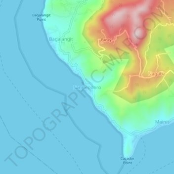 Carte topographique San Teodoro, altitude, relief