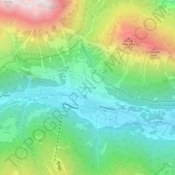 Carte topographique Pedenosso, altitude, relief
